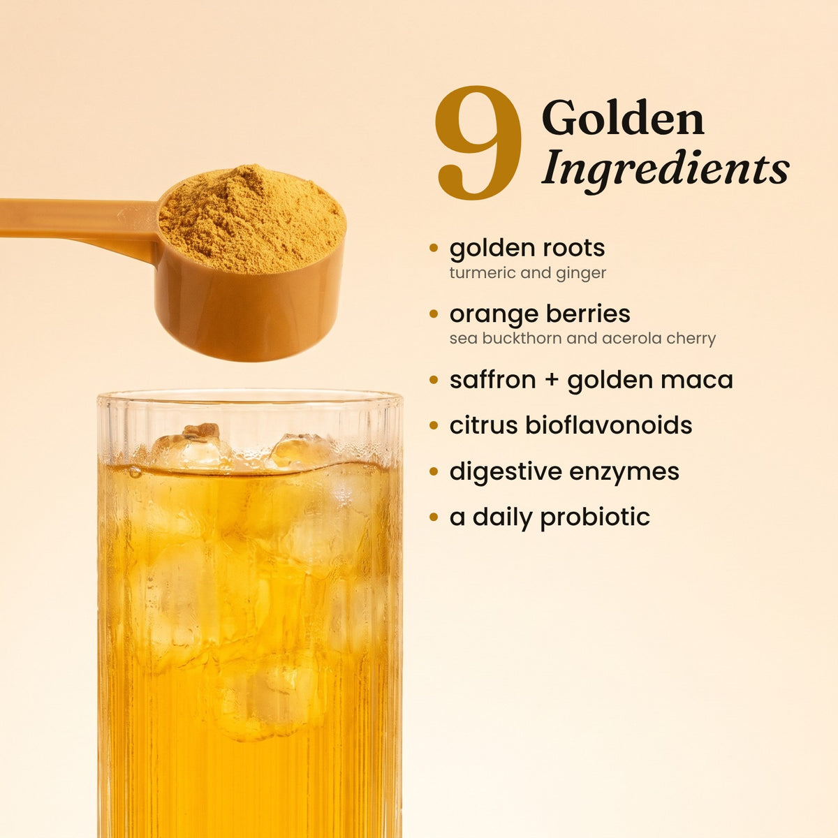 9 golden ingredients in Amber Golden Superfoods